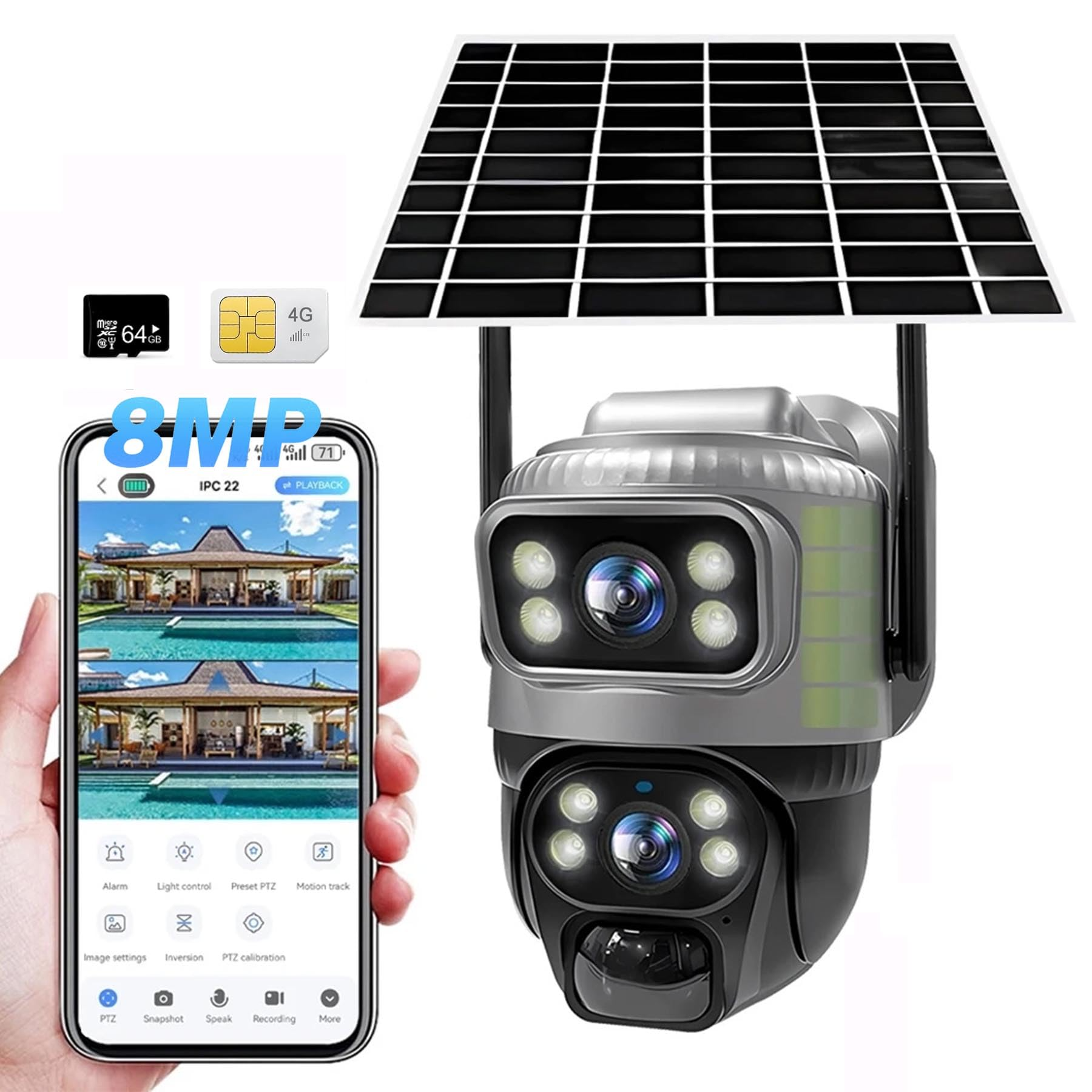 Caméra solaire sans fil 4G